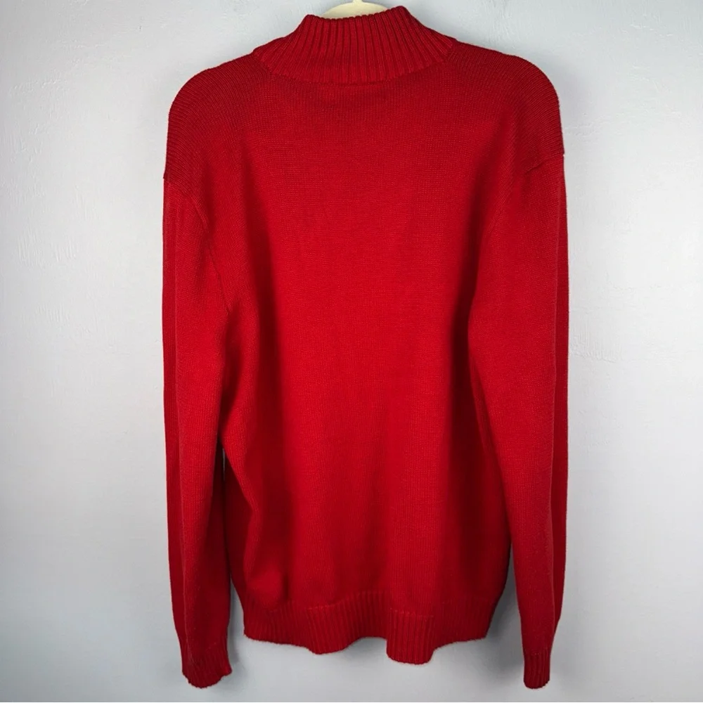 Polo‎ Ralph Lauren Sweater Men’s XL Mock Neck Knitted Red Old Money Quiet Luxury
